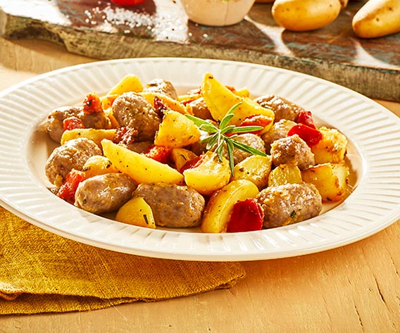 Meso/Pripravljene mesne jedi Telečje klobasice  s krompirjem in papriko bofrost