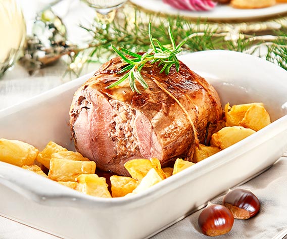 Meso/Pečenke Puranja pečenka s kostanji, radičem in sirom Provola  bofrost